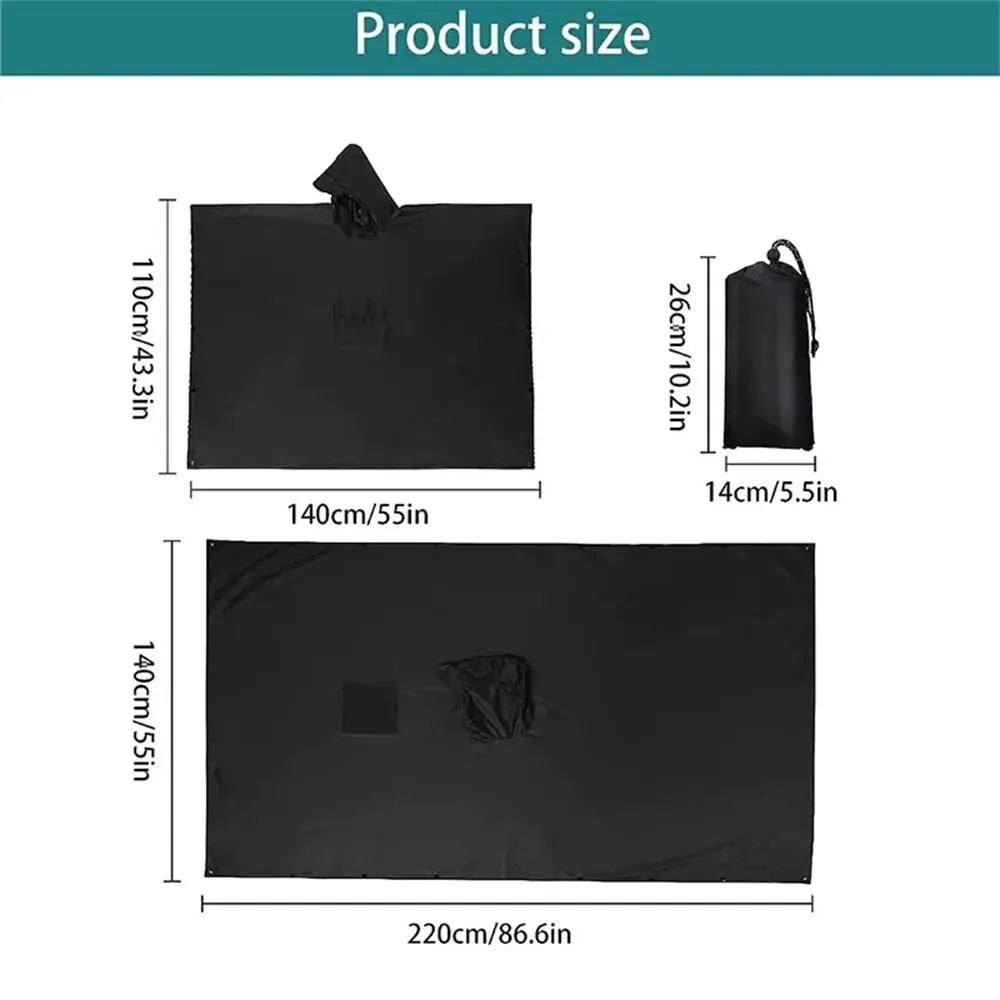 3 In 1 Outdoor Raincoat Hooded Sleeve Waterproof Rain Poncho