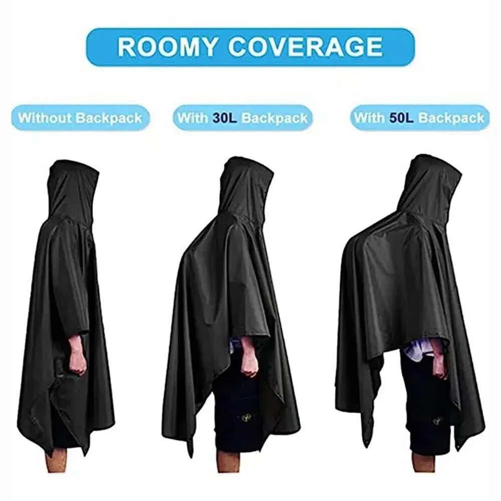 3 In 1 Outdoor Raincoat Hooded Sleeve Waterproof Rain Poncho