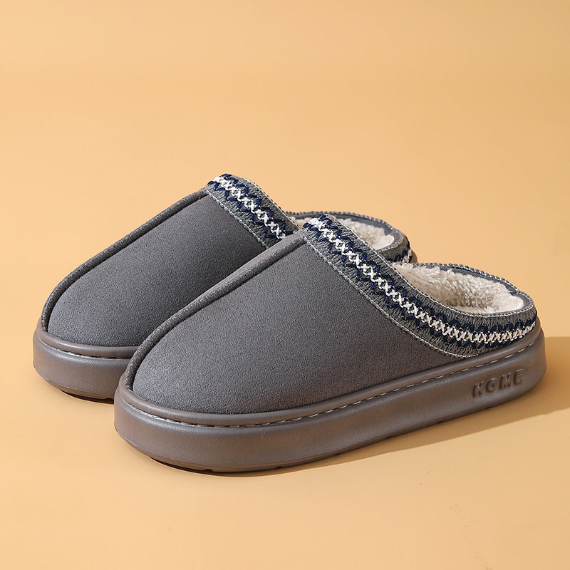 Winter Thick-soled Home Warm Plus Velvet Non-slip Cotton Slippers