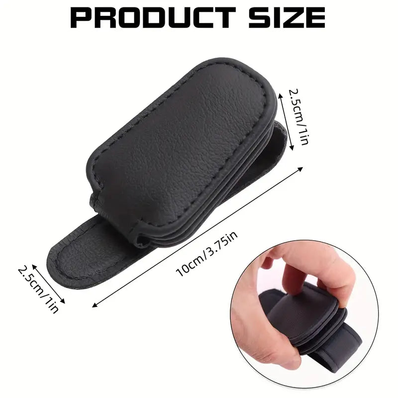 Magnetic PU Leather Sunglasses Holder for Car Visor