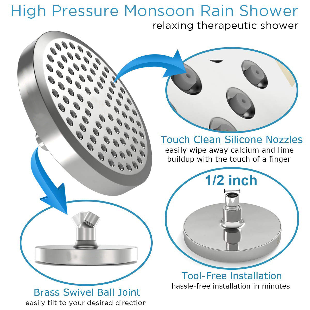 High Pressure Rain Shower Head