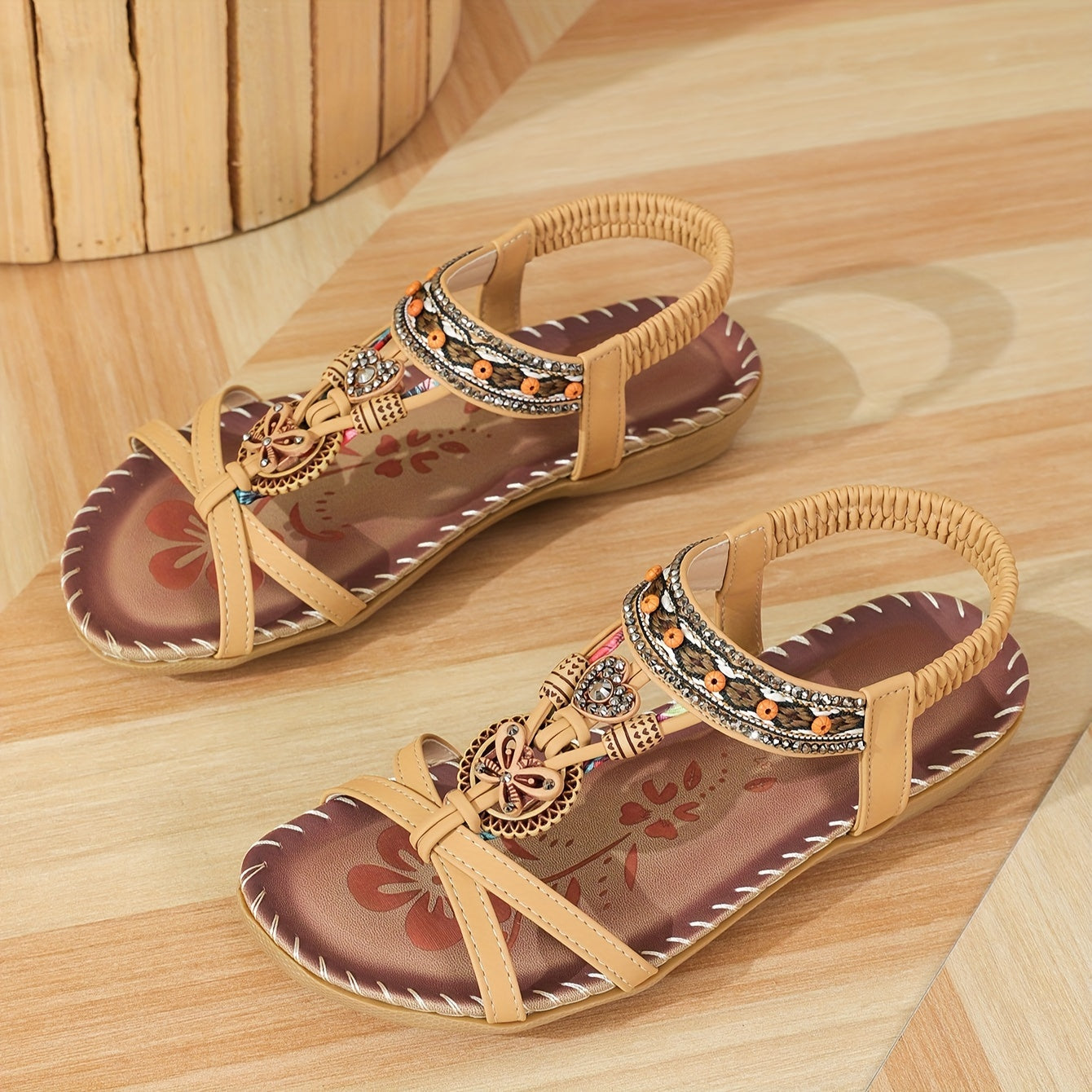Women's Elegant Rhinestone Butterfly Flat Sandals