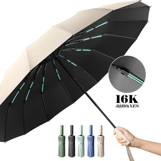 16K Double Bones Large Windproof Compact Automatic Umbrellas