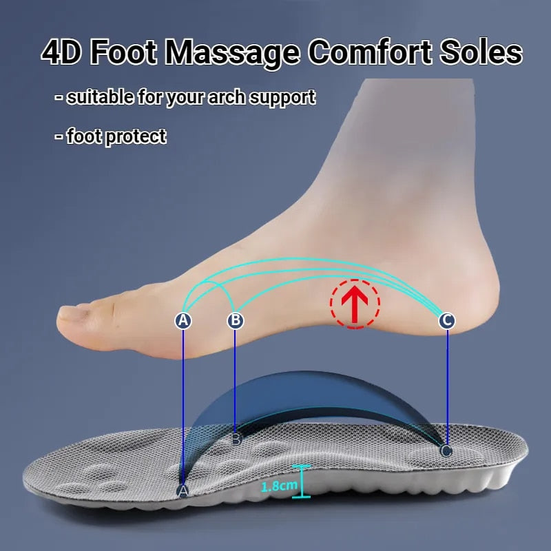 Unisex 4D Massage Insoles Super Soft Sports Shoes Insole