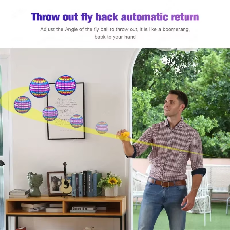Flying Ball Suspension Color LED Automatic Boomerang Ball Gyroscopic For Children