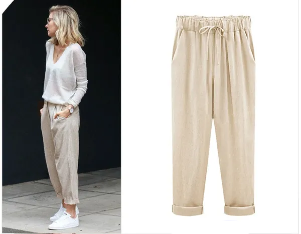 Women's Fashion Drawstring Pants Loose Casual Long Pants