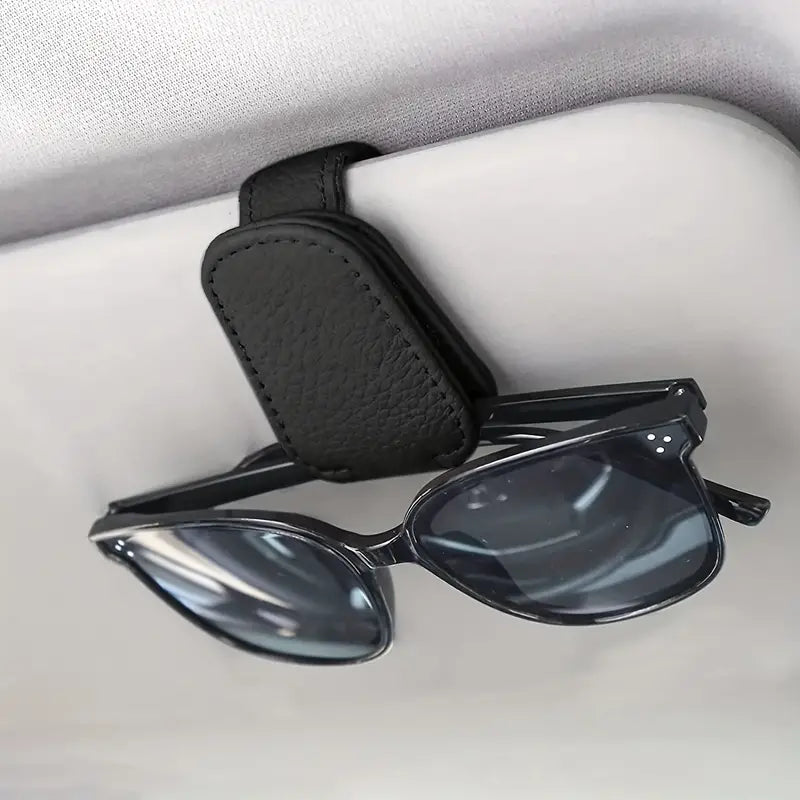 Magnetic PU Leather Sunglasses Holder for Car Visor