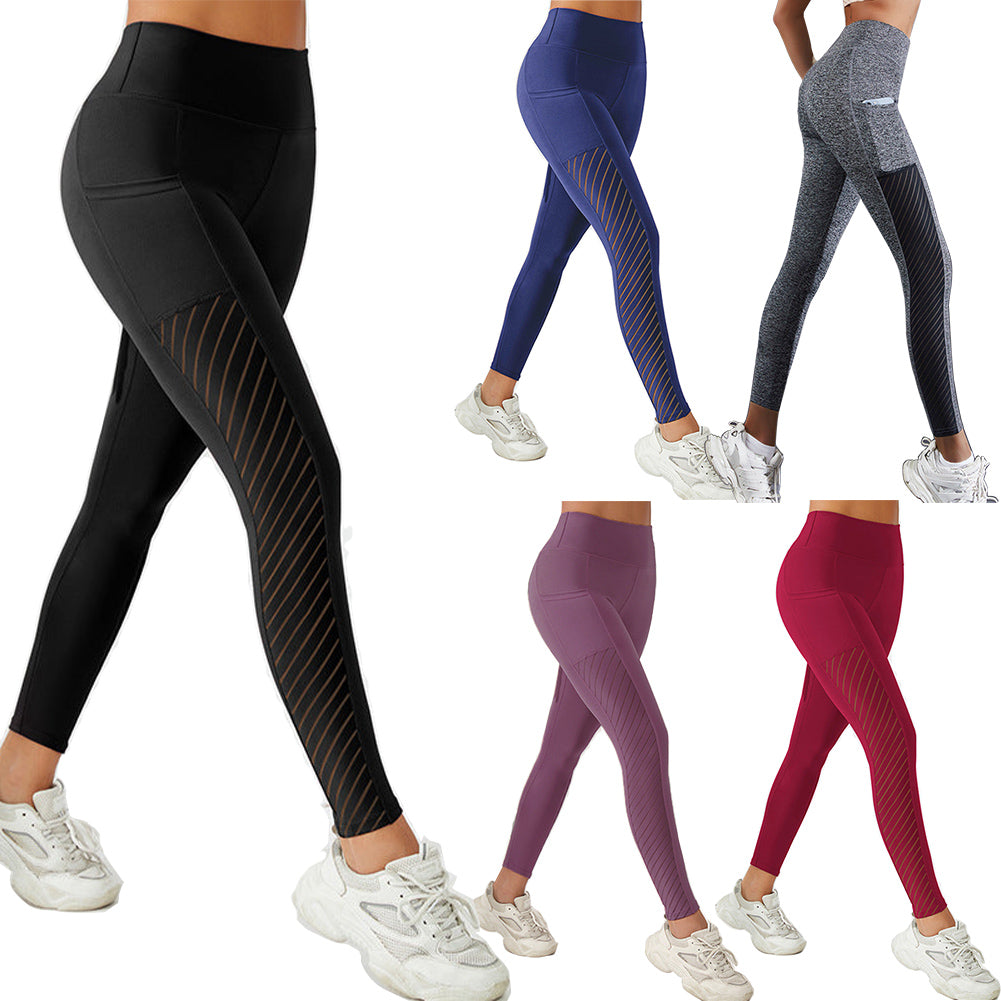 Women Elastic High Waist Yoga Pants Sports Pants With Pocket