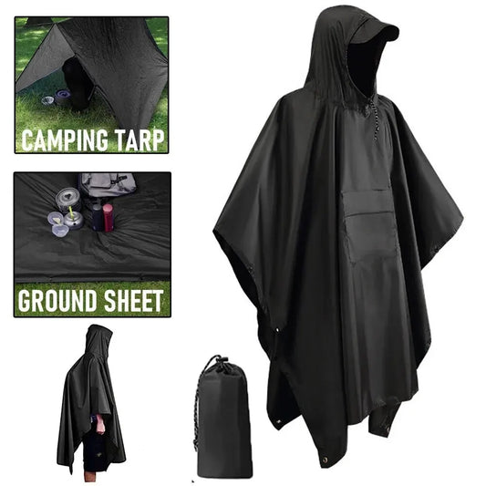 3 In 1 Outdoor Raincoat Hooded Sleeve Waterproof Rain Poncho