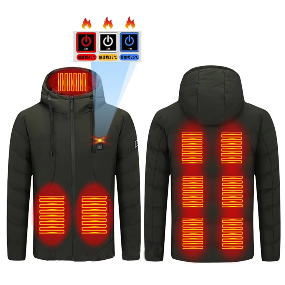 Winter USB Electrical 9 Zone Heated Coat Hooded