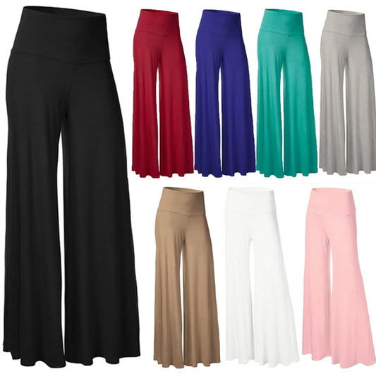 Women’s New Fashion Solid Color Pants Loose Casual Trousers Wide Leg Pants