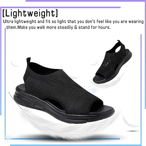 Open Toe Beach Sandals Water Sandals Casual Knit Slide Sandals