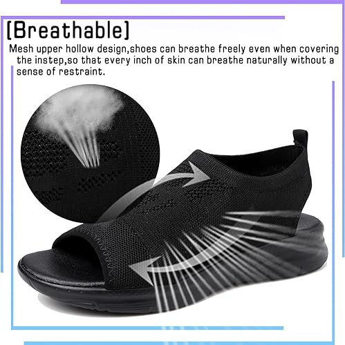 Open Toe Beach Sandals Water Sandals Casual Knit Slide Sandals