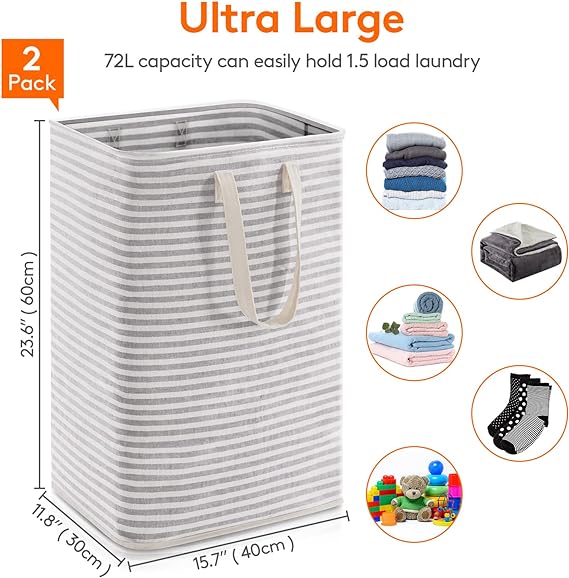 Tall Collapsible Large Clothes Basket