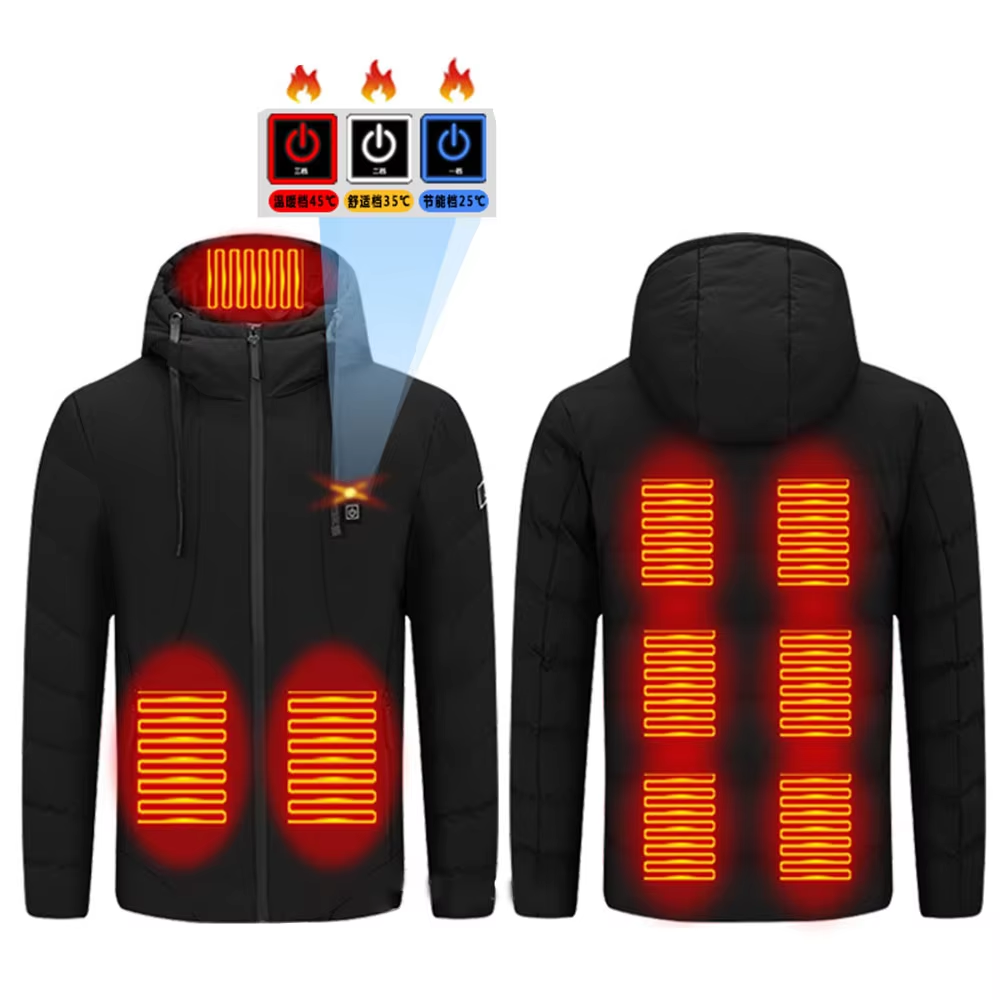 Winter USB Electrical 9 Zone Heated Coat Hooded