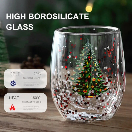 Creative Christmas Tree  Heat-Resistant Double Wall Glass Cup
