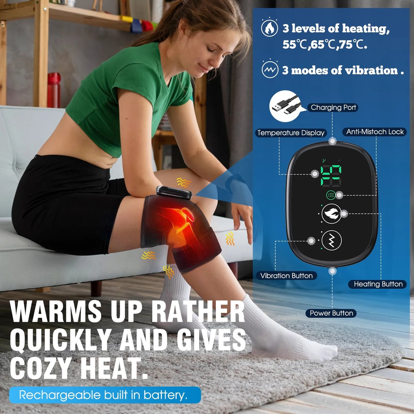 Electric Heating Therapy Knee Vibration Massager
