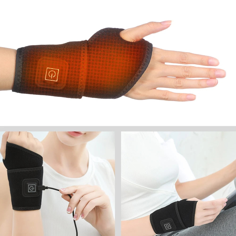 Heating Wrist Massager Brace Warm Arthritis Pain Relief Wristband