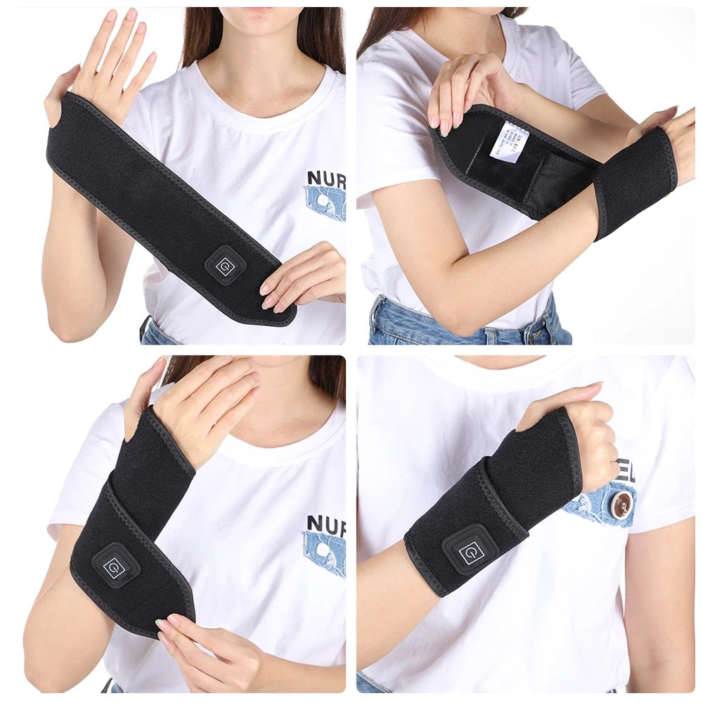 Heating Wrist Massager Brace Warm Arthritis Pain Relief Wristband