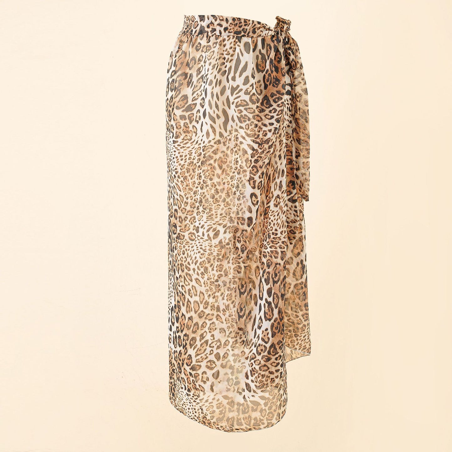 Leopard Print Beach Chiffon Wrap Skirt