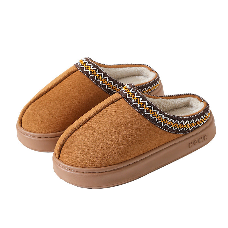 Winter Thick-soled Home Warm Plus Velvet Non-slip Cotton Slippers