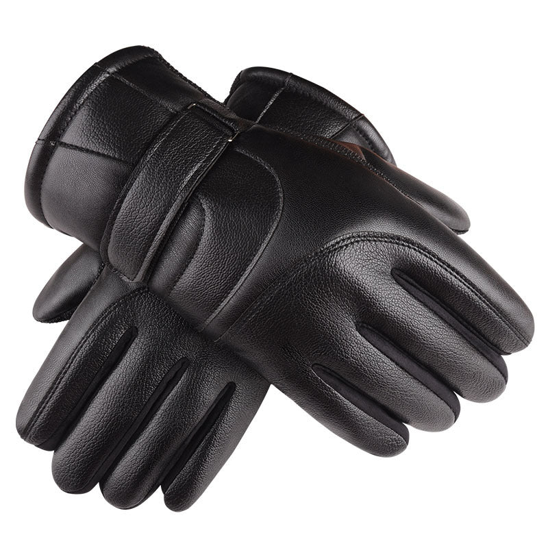 Men's PU Leather Waterproof Touch Screen Gloves