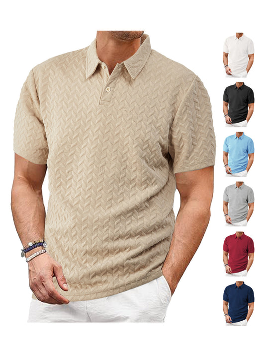 Men’s Textured Short Sleeve Polo Shirt