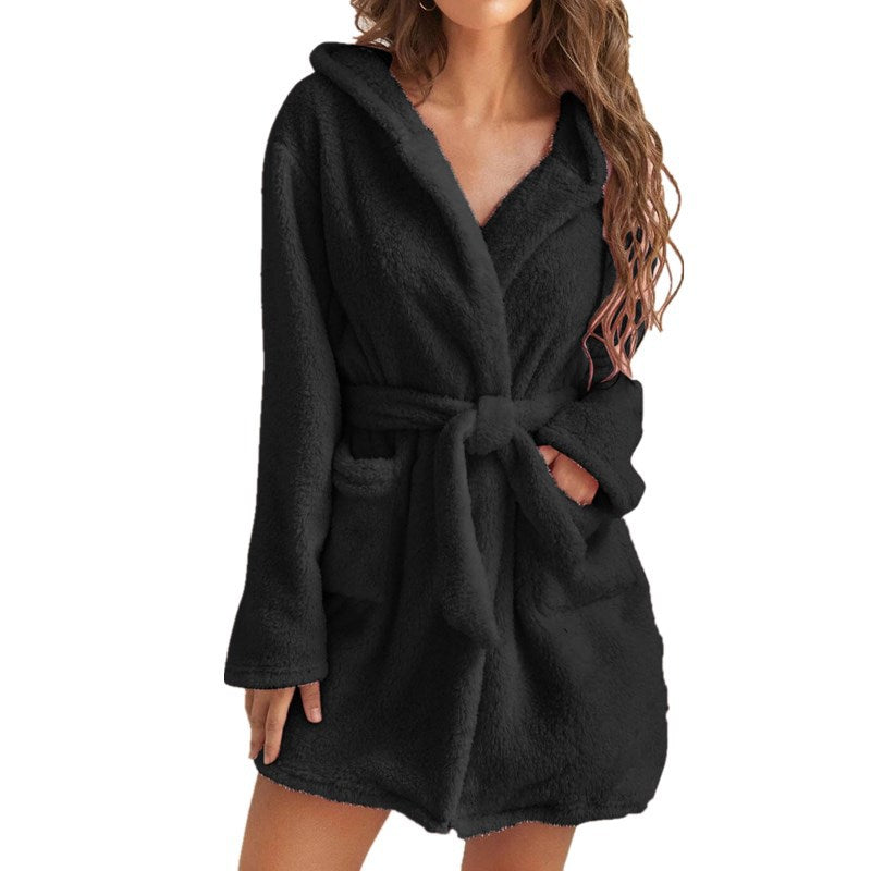 Hooded Home Thermal Bathrobe