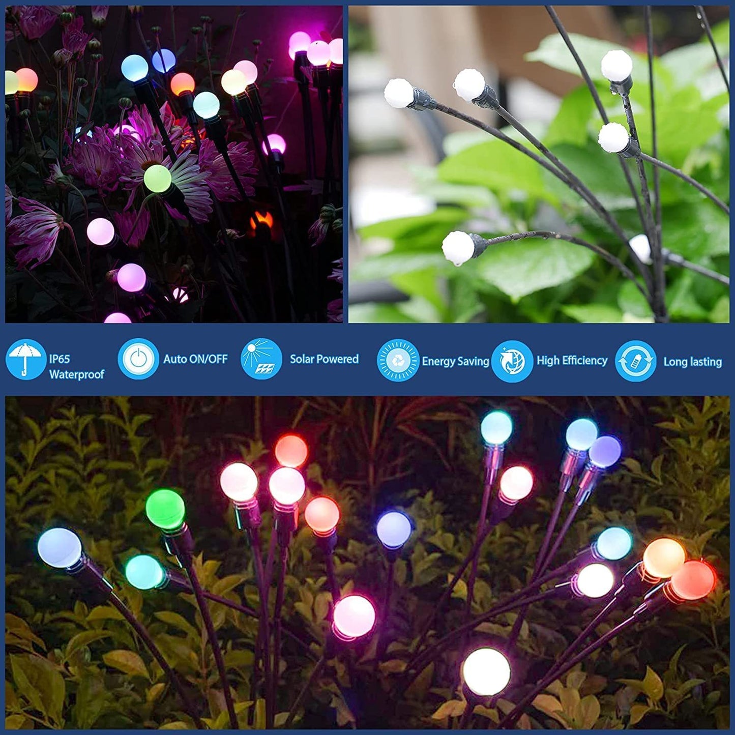 2 Pack Solar Power Firefly Lights