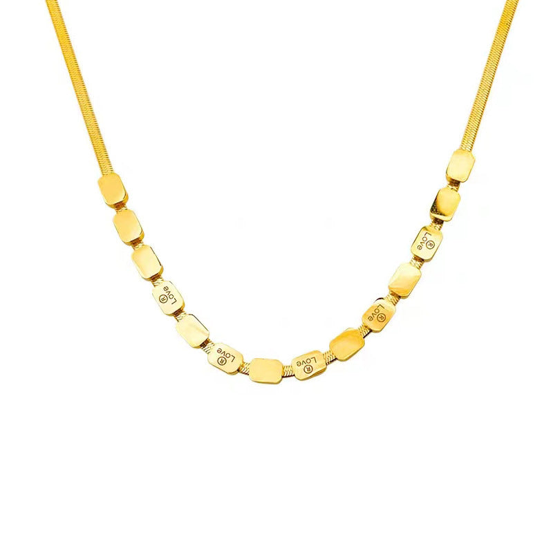 Simple Square Snake Bone Chain Necklace