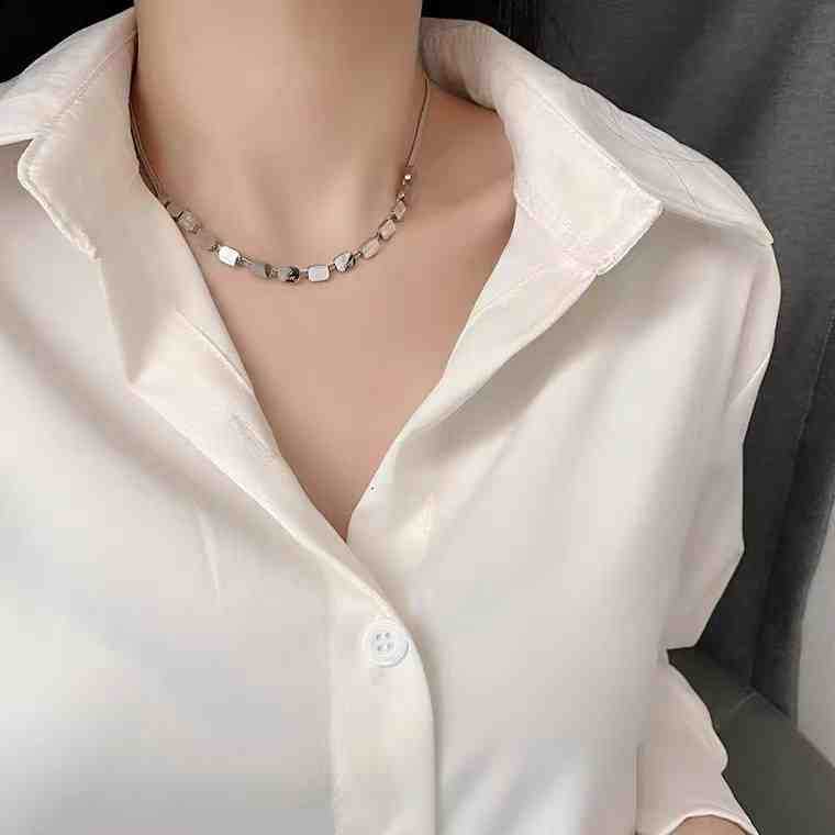 Simple Square Snake Bone Chain Necklace