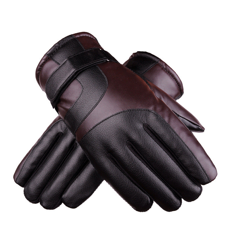 Men's PU Leather Waterproof Touch Screen Gloves