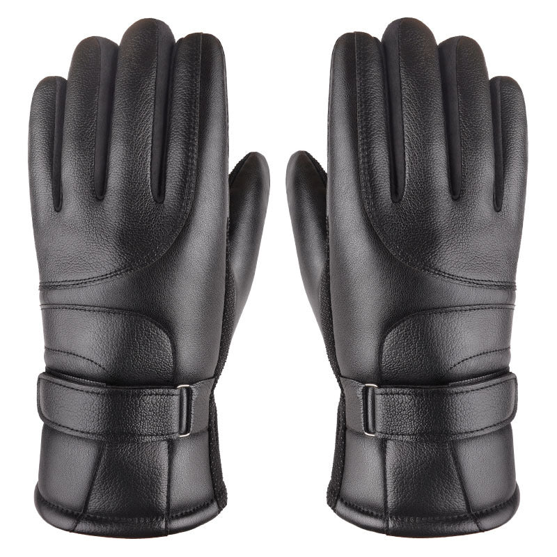 Men's PU Leather Waterproof Touch Screen Gloves