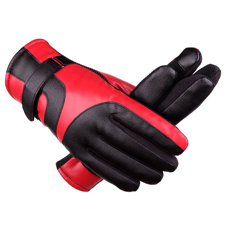 Men's PU Leather Waterproof Touch Screen Gloves