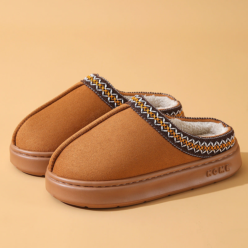 Winter Thick-soled Home Warm Plus Velvet Non-slip Cotton Slippers