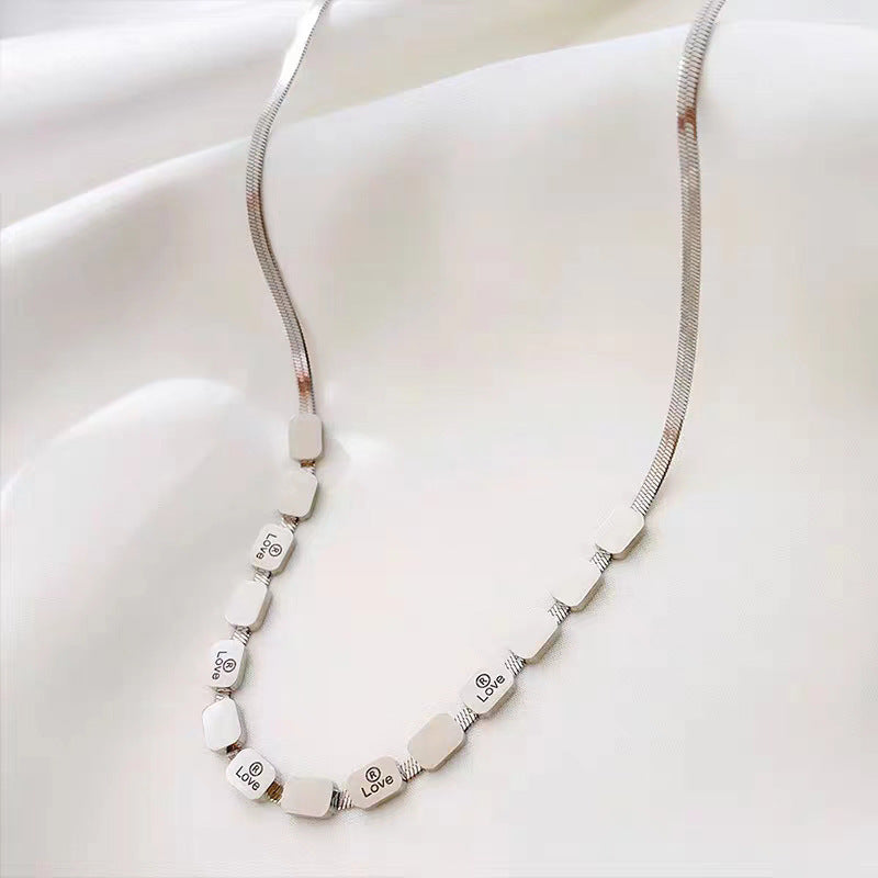 Simple Square Snake Bone Chain Necklace