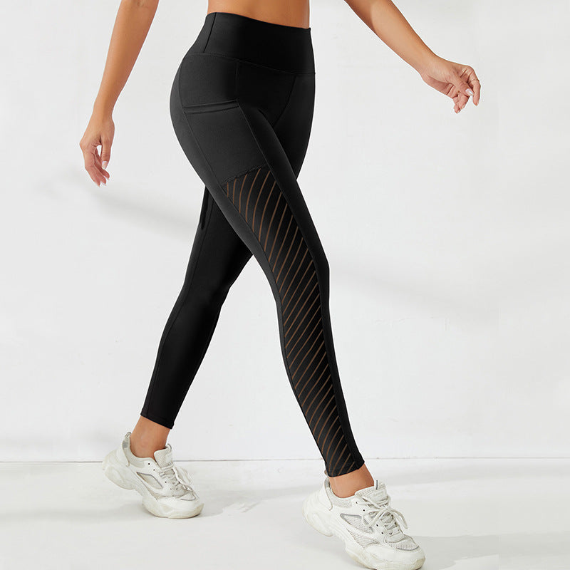 Women Elastic High Waist Yoga Pants Sports Pants With Pocket