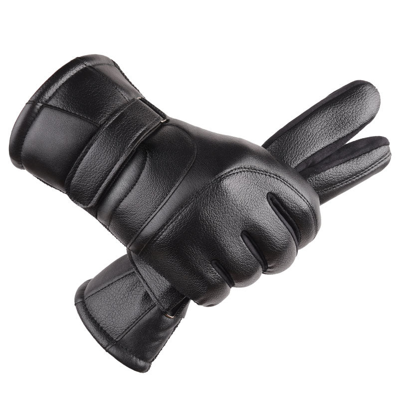 Men's PU Leather Waterproof Touch Screen Gloves