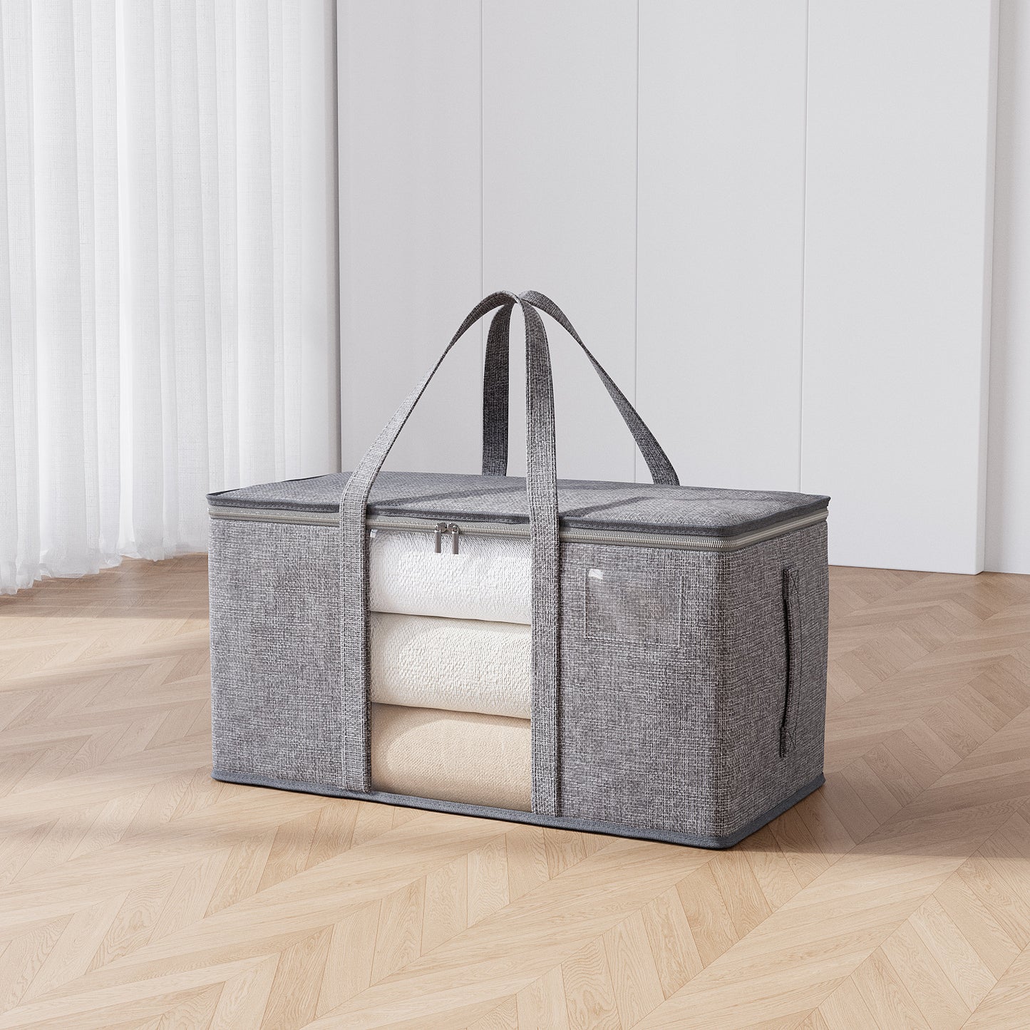 Large Capacity Transparent Window Storage Bag With Handle