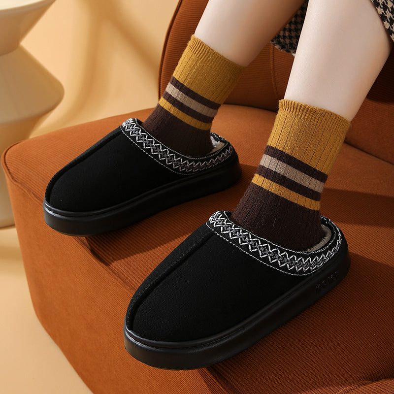 Winter Thick-soled Home Warm Plus Velvet Non-slip Cotton Slippers