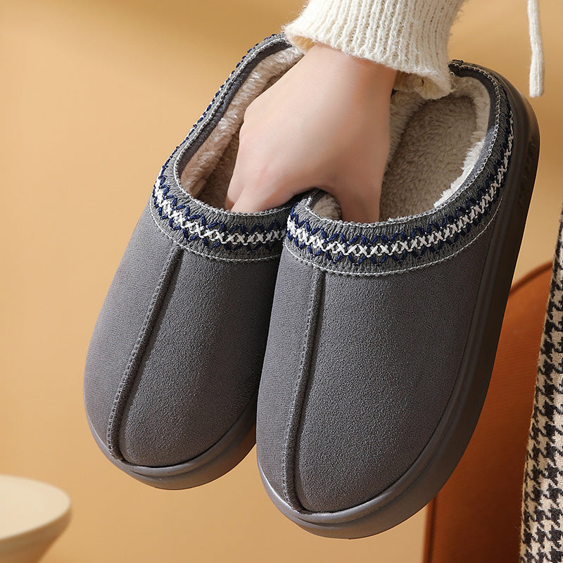 Winter Thick-soled Home Warm Plus Velvet Non-slip Cotton Slippers