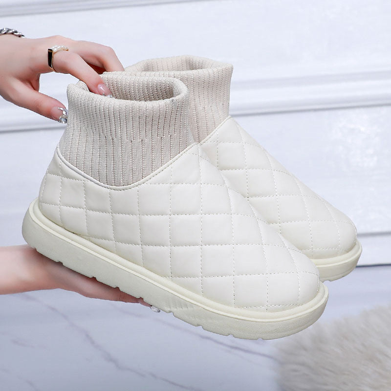 Retro Diamond-patterned Ankle Boots