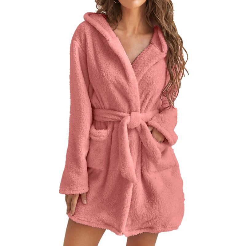 Hooded Home Thermal Bathrobe