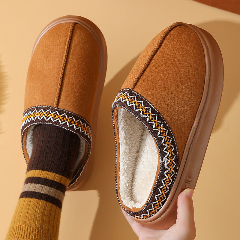 Winter Thick-soled Home Warm Plus Velvet Non-slip Cotton Slippers