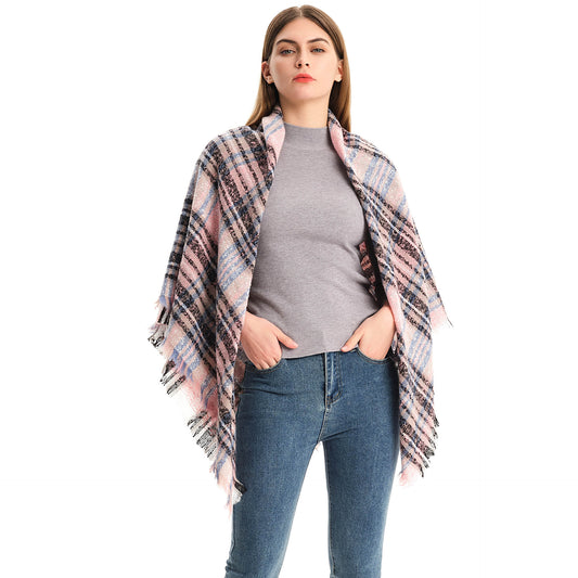 Autumn and Winter Large Plaid Triangle Scarf