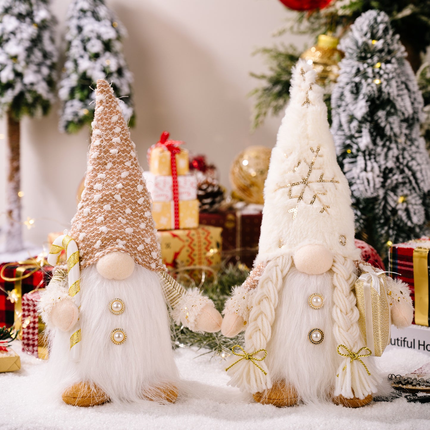 Set of 2 Light Up Christmas Gnomes