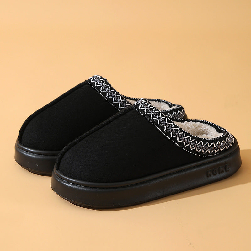 Winter Thick-soled Home Warm Plus Velvet Non-slip Cotton Slippers