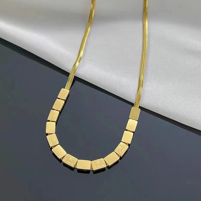 Simple Square Snake Bone Chain Necklace