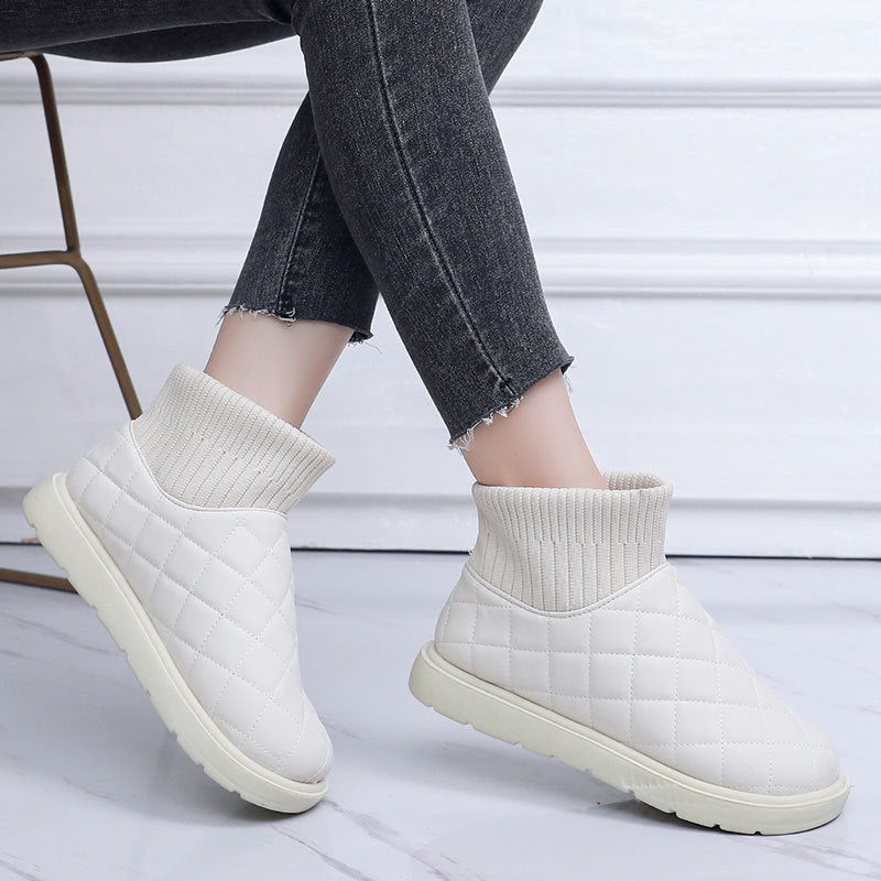 Retro Diamond-patterned Ankle Boots