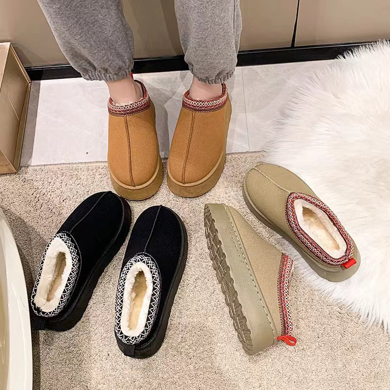 Women Chunky Platform Plush Ankle Boots